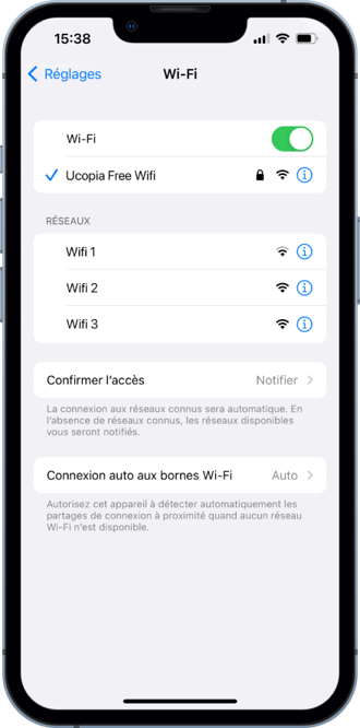 mockup téléphone avec intégration d'une interface de connexion wifi
